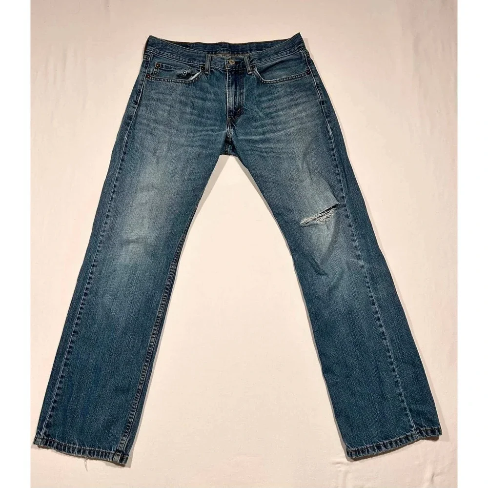 Levis 559 Relaxed Straight Fit Mens Jeans 32x32 Blue Denim Distressed 00559-4258